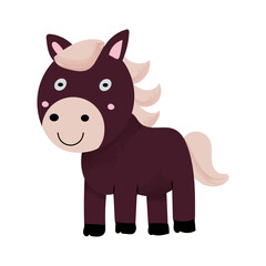 Cartoon childish horse. Farm animal. Vector illustration