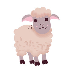 Farm animal. Vector sheep illustration for educational kids card.