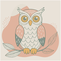 Owl Vector Wild forest bird
