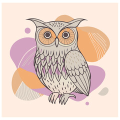 Owl Vector Wild forest bird