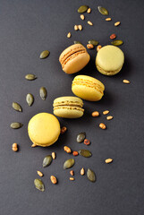 yellow cake on a black background