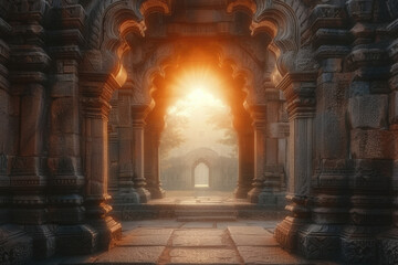 Peaceful Temple Archway Morning