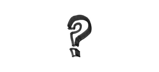 black marker text label “question mark” on white background