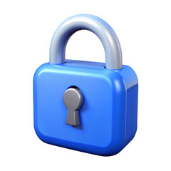 lock icon 3d cartoon style illustration 