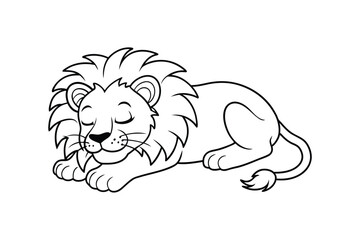 Cartoon lion sleeping vector line art