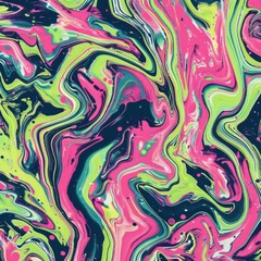 Obraz premium Abstract Background with Vivid Colors and Fluid Oil Paint Patterns, Featuring Green, Blue, and Pink Tones, AI-Generated High-Resolution Wallpaper Showcasing Artistic Fluidity and Dynamic Twists
