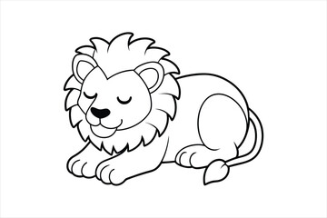 Cartoon lion sleeping vector line art