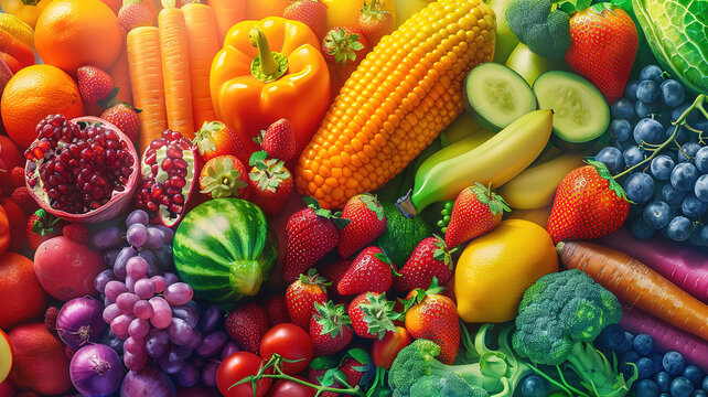 Nutrious Varies frutas y verduras alegres con ojos lindos personajes divertidos