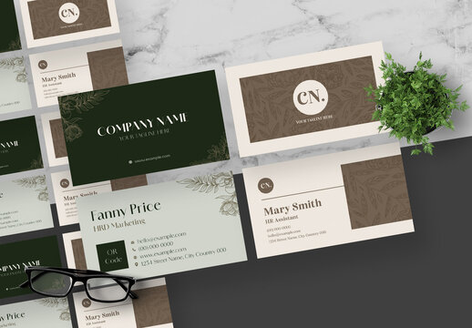 Green And Beige Creative Company Business Card