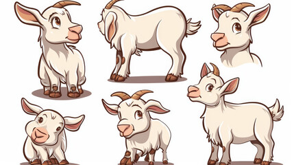 Obraz premium Cute cartoon goats are designed to be printed as stickers.