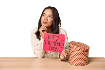 Filipino woman with Valentine's message, love theme