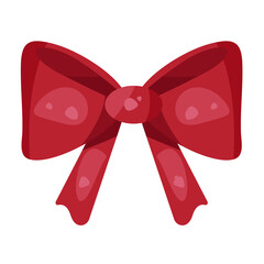 Red Bow Ribbon Illustration with Shiny Highlights. Red ribbon. Reb bow isolated on transparent background. Png. Vector illustration for bachelorette party, wedding, party, birthday.