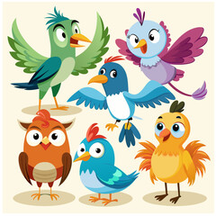 Fototapeta premium various cartoon birds collection vector