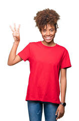 Beautiful young african american woman over isolated background showing and pointing up with...
