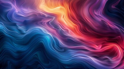 Fototapeta premium Vibrant abstract background with fluid colorful waves blending harmoniously, creating a mesmerizing visual effect.
