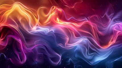 Obraz premium Vibrant abstract waves of multicolored light blending together in a dynamic, fluid motion against a dark background.