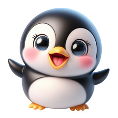 3d penguin making cute shy smile