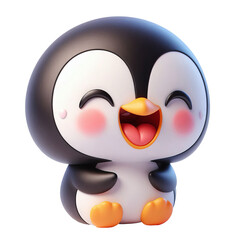 3d penguin laughing and happy