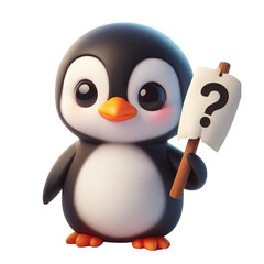 White paper with a question mark in a penguin's hand
