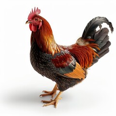 Fototapeta premium rooster with a red head and black tail