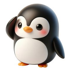 3d penguin salute icon isolated on transparent background