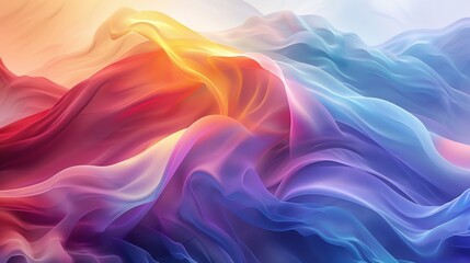 Obraz premium Vibrant abstract wave pattern with colorful flowing lines and shades of orange, purple, and blue creating a mesmerizing visual effect.