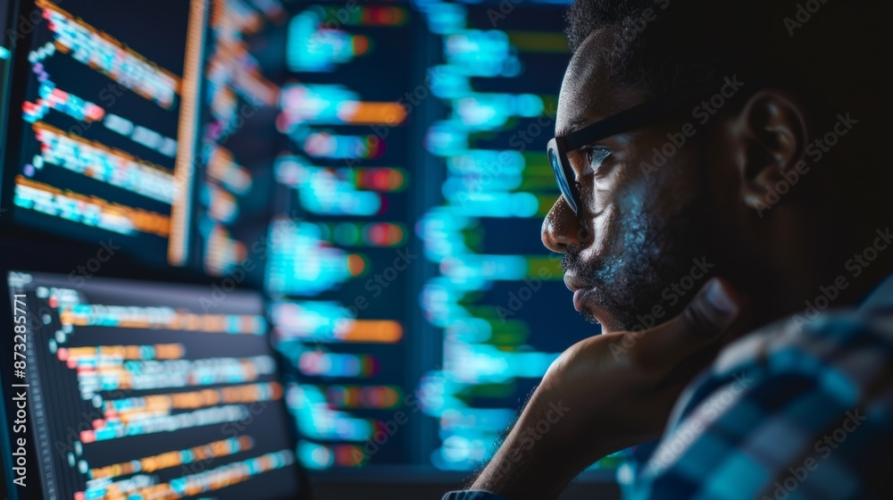Aufkleber Cybersecurity expert analyzing code on a computer screen