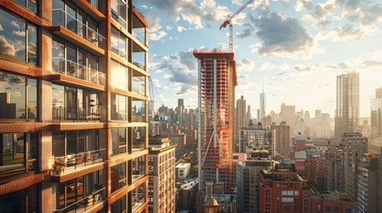 Fototapeta premium Visual narratives of property development projects and real estate transactions, from planning stages to completed constructions, Oil painting, Hasselblad H6D-100c, natural light, monumental,