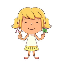 Girl, lucky clover, fingers crossed, good luck charm