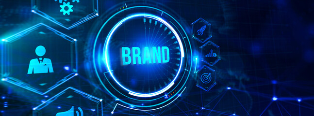 Brand development marketing strategy concept. Business, technology, internet and networking concept. 3d illustration