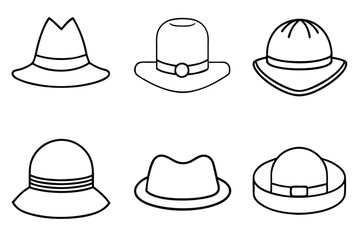 Hat Line Art Classic Fedora Design