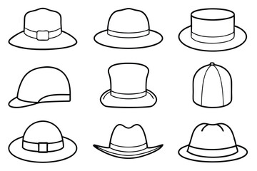 Hat Line Art Detailed Retro Cap Drawing