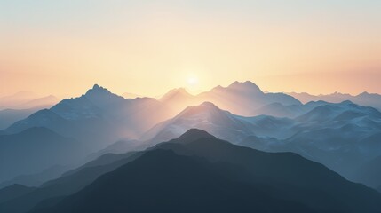 Obraz premium Early morning sun emerging from mountain range