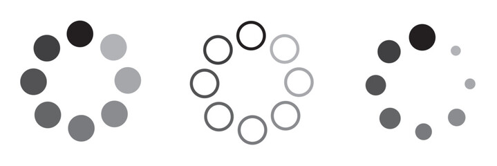 Loading icon set. Buffer loader or preloader. Donload or Upload. Collection of simple web download. Vector illustration
