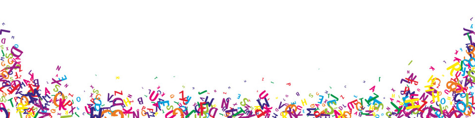 Falling letters of English language. Colorful