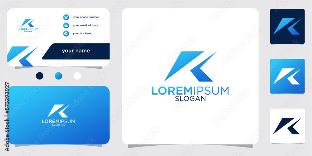 Fototapete collection of initials letter k abstract monogram with gradient colors logo design business card tem