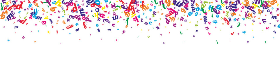 Scattered letters of latin alphabet. Colorful