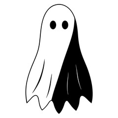 Very simple scary ghost shape silhouette vector art illustration