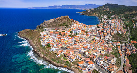 Sardegna, Italy. beautiful medieval coastal town Castelsardo in the north of the island, province...