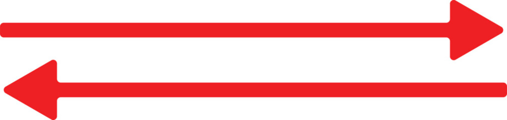 Obraz premium Long arrow vector icon. Red horizontal double arrow. Vector design . Vector Illustration.