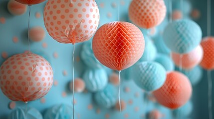 Classic polka dots in retro color palettes for vintage-themed party decorations. , Minimalism,
