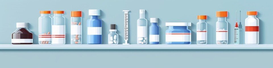 Medical Scene with Syringe and Medicine Bottle, Health Medication Concept, World Health Day and Nurses Day Theme, AI-Generated High-Resolution Wallpaper，Say no to drugs, prohibit drug use