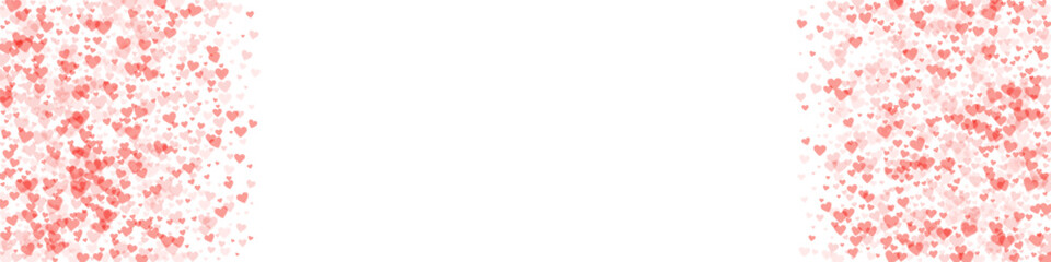 Red hearts scattered on white background.