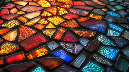 Colorful mosaic patterns resembling stained glass, adding a vibrant and artistic touch to your projects. , Minimalism,