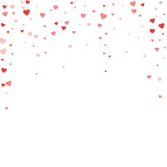 Red hearts scattered on white background.