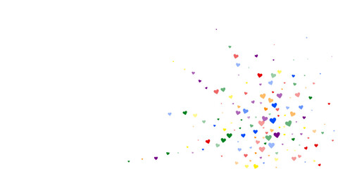 Rainbow colored scattered hearts. LGBT valentine