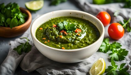 Homemade Green Chimichurri Sauce in a Bowl

