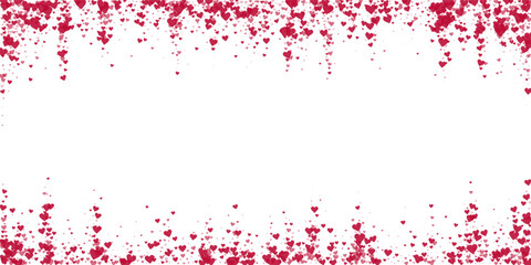Red hearts scattered on white background.
