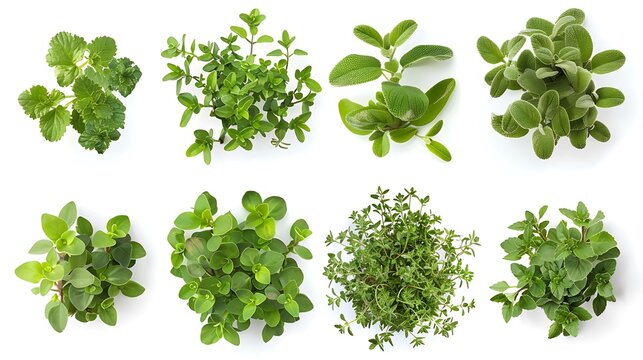 Collection of Green Herbs - Illustration