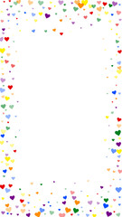 Rainbow colored scattered hearts. LGBT valentine